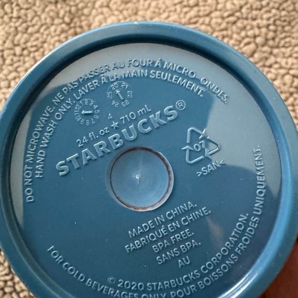 Starbucks Venti 24 oz tumbler in red, blue and turquoise marble waves - Picture 8 of 12